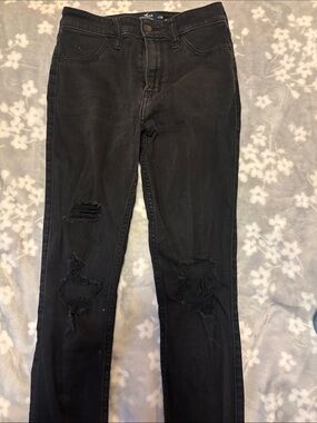 Hollister Black Skinny Jeans with Distressed Knees